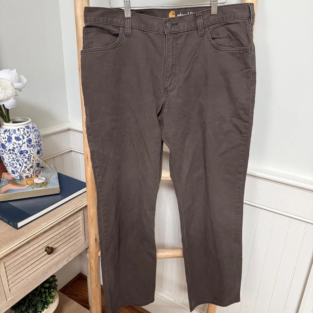 Carhartt Relaxed Fit Canvas Work Pants Mens 36x30 Brown Straight Leg